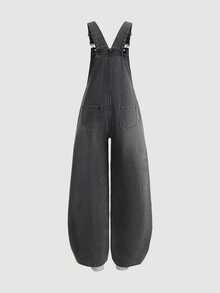 SHEIN Teen Girl Y2k Fashion Grey Loose And Comfortable Drawstring Jeans Black To School - Grey - View 2