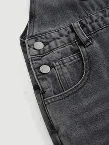 SHEIN Teen Girl Y2k Fashion Grey Loose And Comfortable Drawstring Jeans Black To School - Grey - View 4