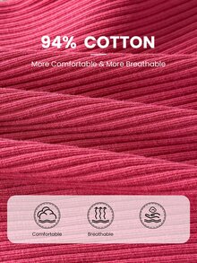 SHEIN Girls' Spring/Autumn Sweet Ruffle Collar Red Cotton Ribbed Long Sleeve Base Layer, Soft Fabric, Back Neck Button For Easy On/Off, Versatile For Vest/Jacket Pairing, Suitable For Shopping, Park, Walking And Outdoor Activities - Red - View 8