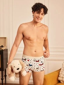 Notgurli Men's Minimalist Versatile Cartoon Print Boxer Briefs - Multicolor - View 6