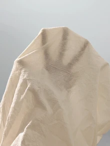 SHEIN Tall 2026女款春夏度假系列：新款杏色100%純棉寬鬆抽繩腰長褲，水洗棉面料，適合居家休閒、外出、海灘活動、時尚穿搭、日常穿著、通勤、度假休閒、浪漫場合及日常穿搭 - 杏色 - 查看 9