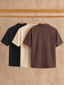 HIMLAND 3件組男士極簡冰絲觸感短袖 Polo 衫，夏季款 - 彩色 - 查看 2