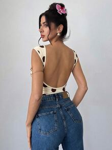 Firerie 女款優雅浪漫時尚通勤性感波點連身衣，適合派對、度假、返校、浪漫約會及婚禮生日穿搭，女款連身衣 - 淡黃色 - 查看 2
