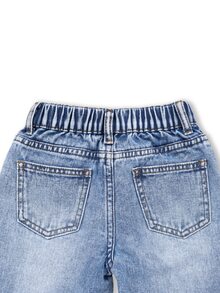 Girls' Casual Versatile Distressed Ripped Straight Leg Denim Jeans - Light Wash - View 7