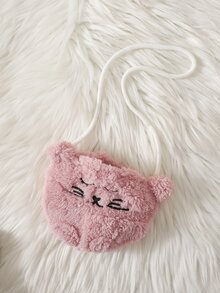 SHEIN Vintaside Kids 2件組女嬰冬季新款套裝，奶油白色毛絨長袖連帽衛衣配粉色愛心刺繡，搭配粉色提花收口長褲，柔軟加厚珊瑚絨，含同色貓咪斜背包，可愛舒適簡約百搭休閒上學通勤保暖套裝 - 粉色 - 查看 10