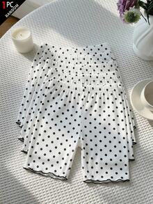 SHEIN Tween女孩波點休閒百搭日常穿著緊身內搭褲 - 白色 - 查看 8