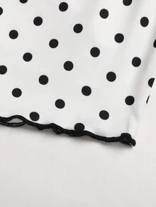 SHEIN Tween女孩波點休閒百搭日常穿著緊身內搭褲 - 白色 - 查看 3
