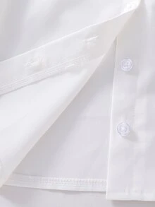 SHEIN 女童可愛休閒百搭學院風白色長袖彼得潘領襯衫 荷葉邊上衣 小女孩返校穿搭白襯衫 - 白色 - 查看 6