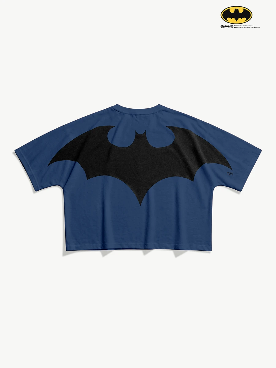 BATMAN X SHEIN STYNVO Men's Bat Pattern Casual Daily Short Sleeve T-Shirt - Blue - View 1