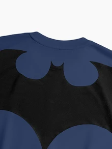 BATMAN X SHEIN STYNVO Men's Bat Pattern Casual Daily Short Sleeve T-Shirt - Blue - View 3