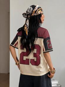 Coolane Women Summer Y2K Streetwear Vintage Breathable Mesh Graphics Number Pattern Football Jersey T-Shirt - Multicolor - View 2