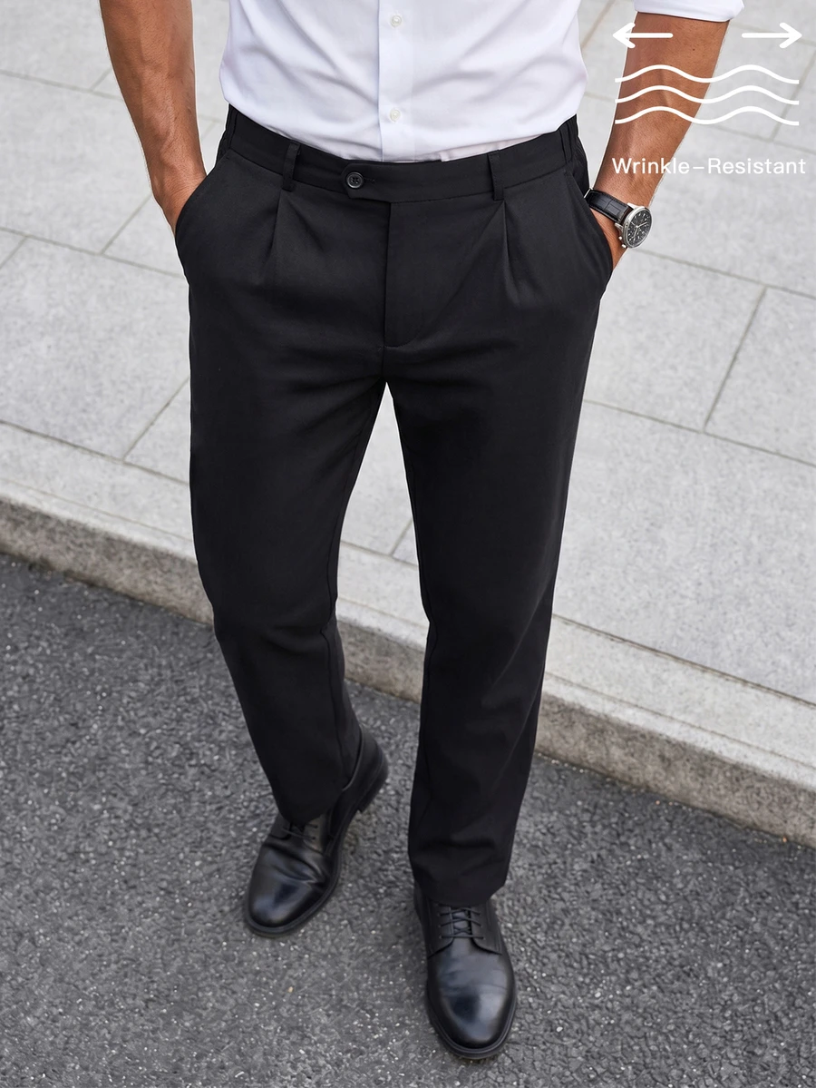 Manfinity Mode Men's Black Casual Pants - Black - View 1