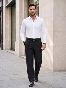Manfinity Mode Men's Black Casual Pants - Black - View 4