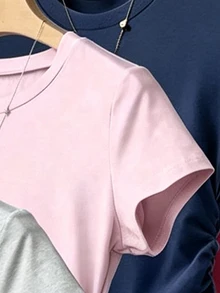 SHEIN 1件隨機盲盒款女童青少年修身T恤 波點滿版印花 白黑灰 P - 彩色 - 查看 4