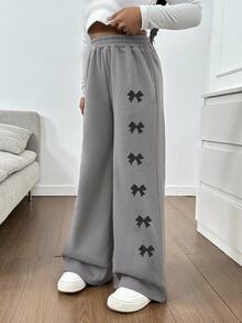 SHEIN 少女保暖内衬裤，适合秋冬季户外穿着 - 灰色 - 查看 5