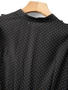 GlowEve CURVE Gaun Elegan Lengan Panjang Motif Polkadot Berenda untuk Wanita Ukuran Besar, Cocok untuk Musim Gugur. - Hitam - View 7