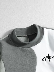 ROMWE MEN Men's Autumn/Winter Fleece Pullover Sweatshirt - Grey - View 4