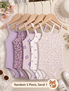 Baby Girl Casual Spaghetti Strap Romper, Suitable For Spring And Summer - Multicolor - View 1