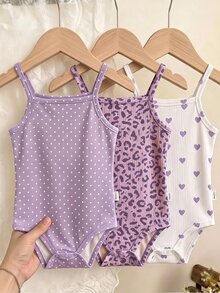 Baby Girl Casual Spaghetti Strap Romper, Suitable For Spring And Summer - Multicolor - View 3
