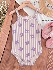 Baby Girl Casual Spaghetti Strap Romper, Suitable For Spring And Summer - Multicolor - View 5