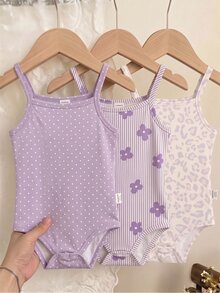Baby Girl Casual Spaghetti Strap Romper, Suitable For Spring And Summer - Multicolor - View 7