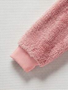 SHEIN Babygirl Cute Casual Autumn/Winter Fluffy Pink Cartoon Pattern Long Sleeve Loungewear Set 2pcs - Pink - View 4