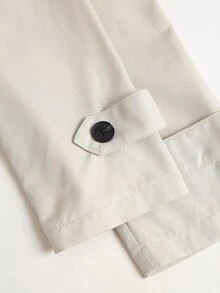 Sweetra Autumn/Winter Fashion Design Khaki Double-Breasted Short Trench Coat, Niche Design, Commuter Casual Minimalist Versatile Women's Jacket - Apricot - View 6