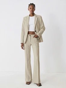 YARNWELL Women's Stretchy Blazer – Comfort Fit Office Jacket, Everyday Essential For Work, Business & Casual - Coffee Brown - View 6