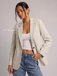 YARNWELL Women's Stretchy Blazer – Comfort Fit Office Jacket, Everyday Essential For Work, Business & Casual - Coffee Brown - View 2