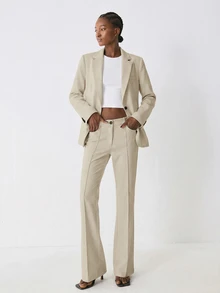 YARNWELL Women's Stretchy Blazer – Comfort Fit Office Jacket, Everyday Essential For Work, Business & Casual - Coffee Brown - View 7