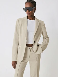 YARNWELL Women's Stretchy Blazer – Comfort Fit Office Jacket, Everyday Essential For Work, Business & Casual - Coffee Brown - View 3