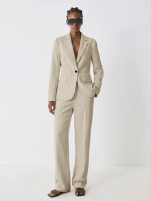 YARNWELL Women's Stretchy Blazer – Comfort Fit Office Jacket, Everyday Essential For Work, Business & Casual - Coffee Brown - View 9