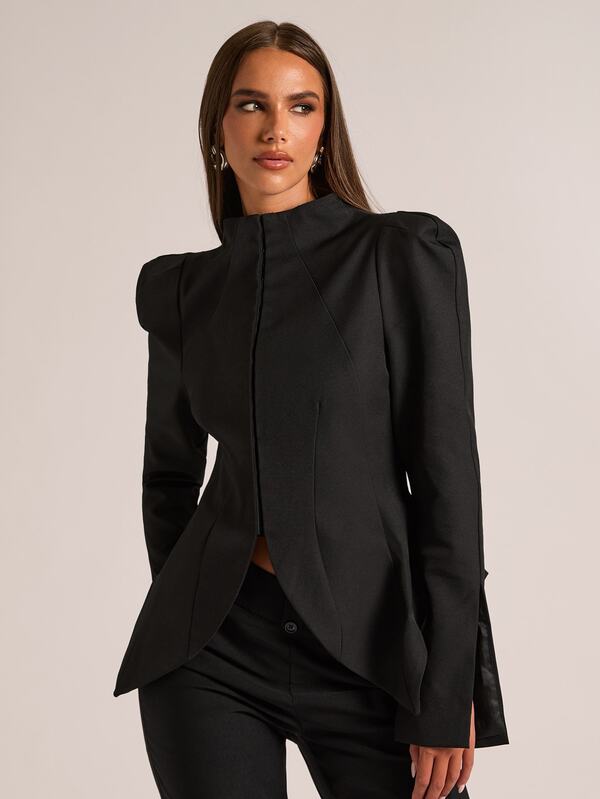 SHEIN BAE Women's Solid Color Casual Versatile Commute Travel Blazer Jacket