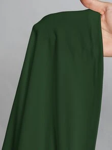 SHEIN Tall 高挑女性適用 秋冬款 簡約純色修身高領白色上衣 - 墨綠色 - 查看 9