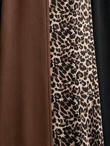 1 Pc Random Girls' Straight Leg Sweatpants In Black, Dark Brown, Brown, Leopard Print Pattern Printe - Multicolor - View 4