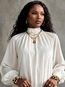 Eryvara Blus Lengan Panjang Wanita Model Baru Musim Semi/Gugur dengan Pita Elegan, Serbaguna untuk Bepergian, Bisnis, Pesta, dan Belanja - Putih - View 7
