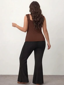 Enliva 2pcs Casual Versatile Solid Color Cropped Tank Top, Plus Size Women Summer Vest - Multicolor - View 2