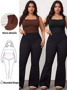 Enliva 2pcs Casual Versatile Solid Color Cropped Tank Top, Plus Size Women Summer Vest - Multicolor - View 1