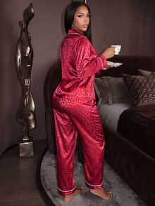 SHEIN 女士豹纹睡衣套装，秋冬服装 - 彩色 - 查看 1