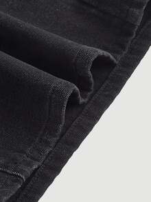 SHEIN Tall CURVE Plus Size Casual Washed Wide Leg Denim Jeans Fall/Winter Casual Formal Business Cute Cowgirl Basic Vintage Back To School Festival Tall CURVE - Black - View 6
