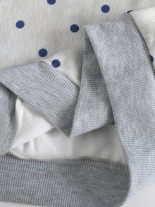 SHEIN Tween女孩秋冬休閒保暖內裡加厚運動衫套裝，圓點寬鬆圓領落肩長袖套頭印花上衣搭配同款印花百褶寬腿直筒運動長褲，2件式運動休閒套裝，灰色花卉 - 灰色 - 查看 10