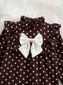 Emery Rose Kids Emery Rose Kids 女童可愛度假休閒杏色花卉圖案蝴蝶結長袖寬鬆洋裝，秋季花卉洋裝 - 卡其色 - 查看 10