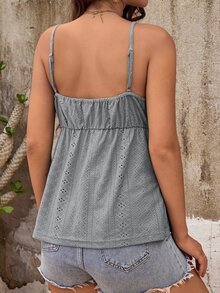 SHEIN Maternity Vacation Casual Solid Color Lace Patchwork Camisole - Light Grey - View 2