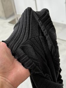 SHEIN EZwear 大码女式黑色立领长袖上衣 - 黑色 - 查看 7