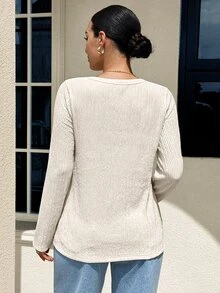 MaterniWear Maternity Casual Versatile Solid Color Nursing Top Nursery Breast Feeding Autumn - Apricot - View 7