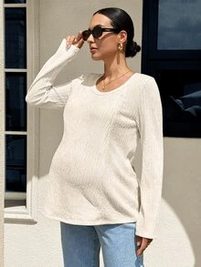 MaterniWear Maternity Casual Versatile Solid Color Nursing Top Nursery Breast Feeding Autumn - Apricot - View 10