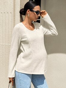 MaterniWear Maternity Casual Versatile Solid Color Nursing Top Nursery Breast Feeding Autumn - Apricot - View 4