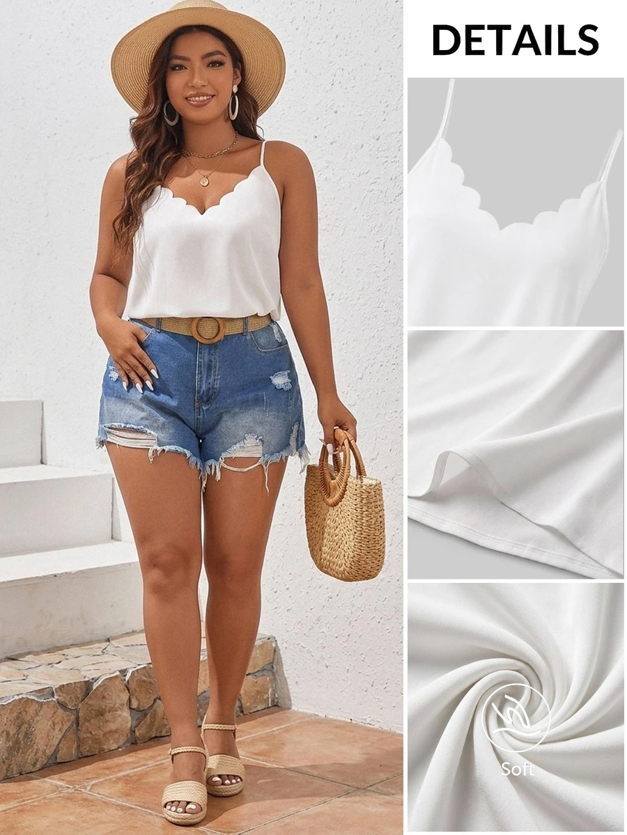SHEIN Frenchy 大碼貝殼邊吊帶上衣