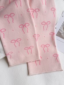 SHEIN 女童 2 件套針織套裝，圓領開襟衫搭配提花蝴蝶結設計，精緻厚實工藝 + 針織長褲，舒適柔軟粉色，甜美休閒優雅簡約風，適合秋冬旅行、出遊、派對、戶外日常穿著 - 粉色 - 查看 11