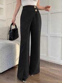 Modelyn Women's Long Pants, Spring/Summer/Autumn, Office Commute, Design-Driven, Fashionable, Versatile, Slimming, Elegant - Black - View 9